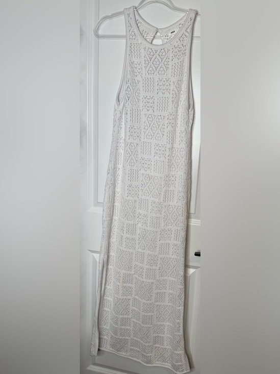 aerie Other - aerie White Crochet Maxi Dress coverup Sleeveless Tank see through cotton MD